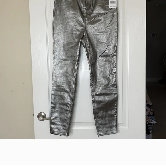 Free People Phoenix Coated Silver Metallic Jeans 30 - Picture 4 of 10